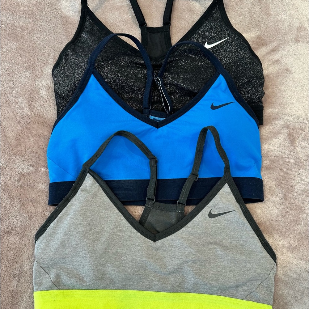 Nike Women's Sports Bra Trio - Black, Blue, Gray - small